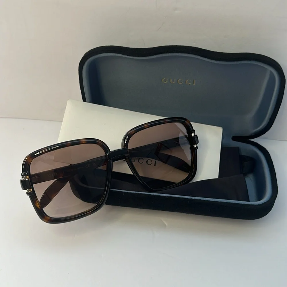 💯- New Authentic Gucci GG1066S 002 59 Havana Sunglasses
